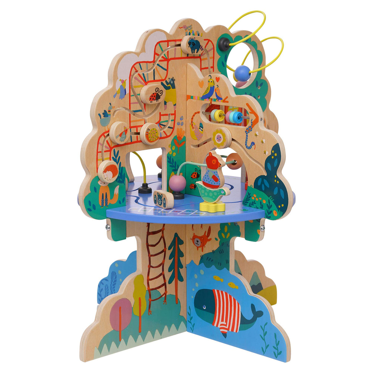 Wooden Toddler Activity Center with Bead Runs N1004