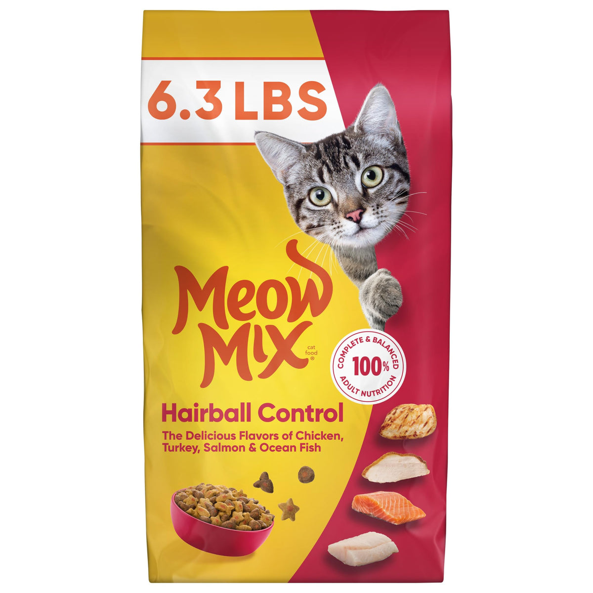 Hairball Control Dry Cat Food, 6.3 Pound Bag N885