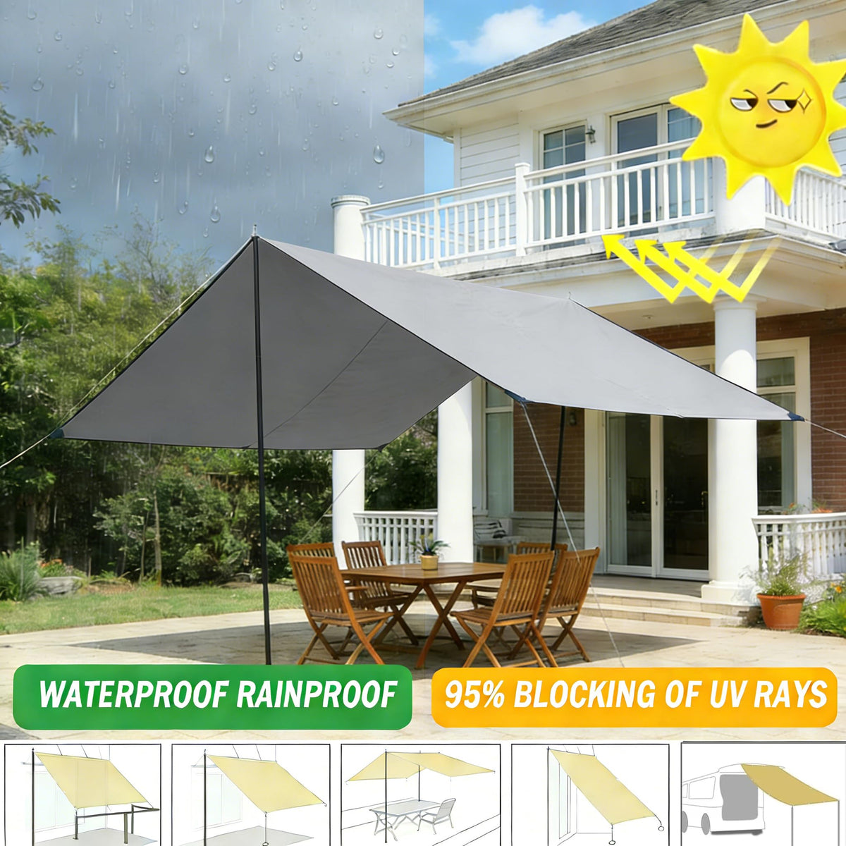 Light Gray 3.3′x3.3′ Waterproof UV Resistant Privacy Screen A971