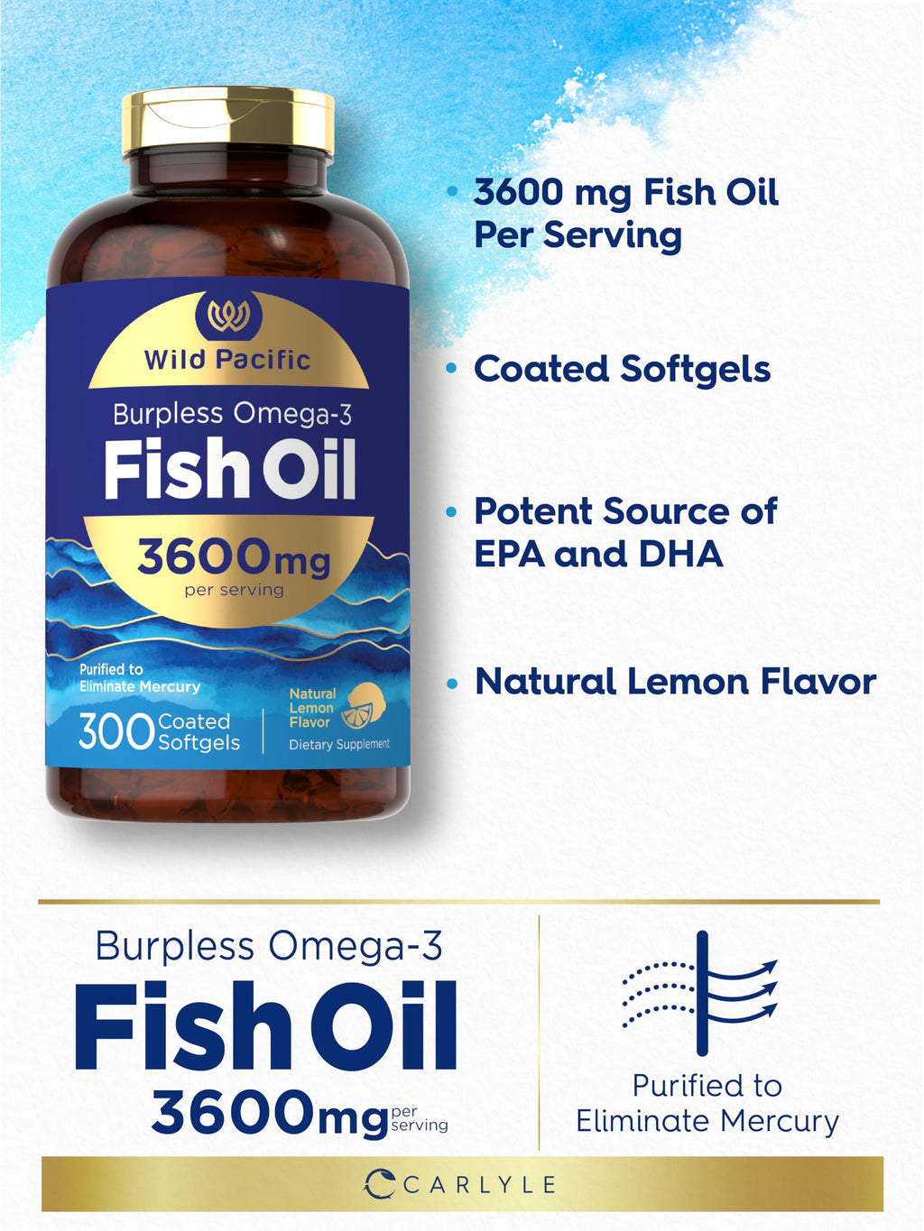 Fish Oil 3600 mg 300 Softgels Omega-3 C417990
