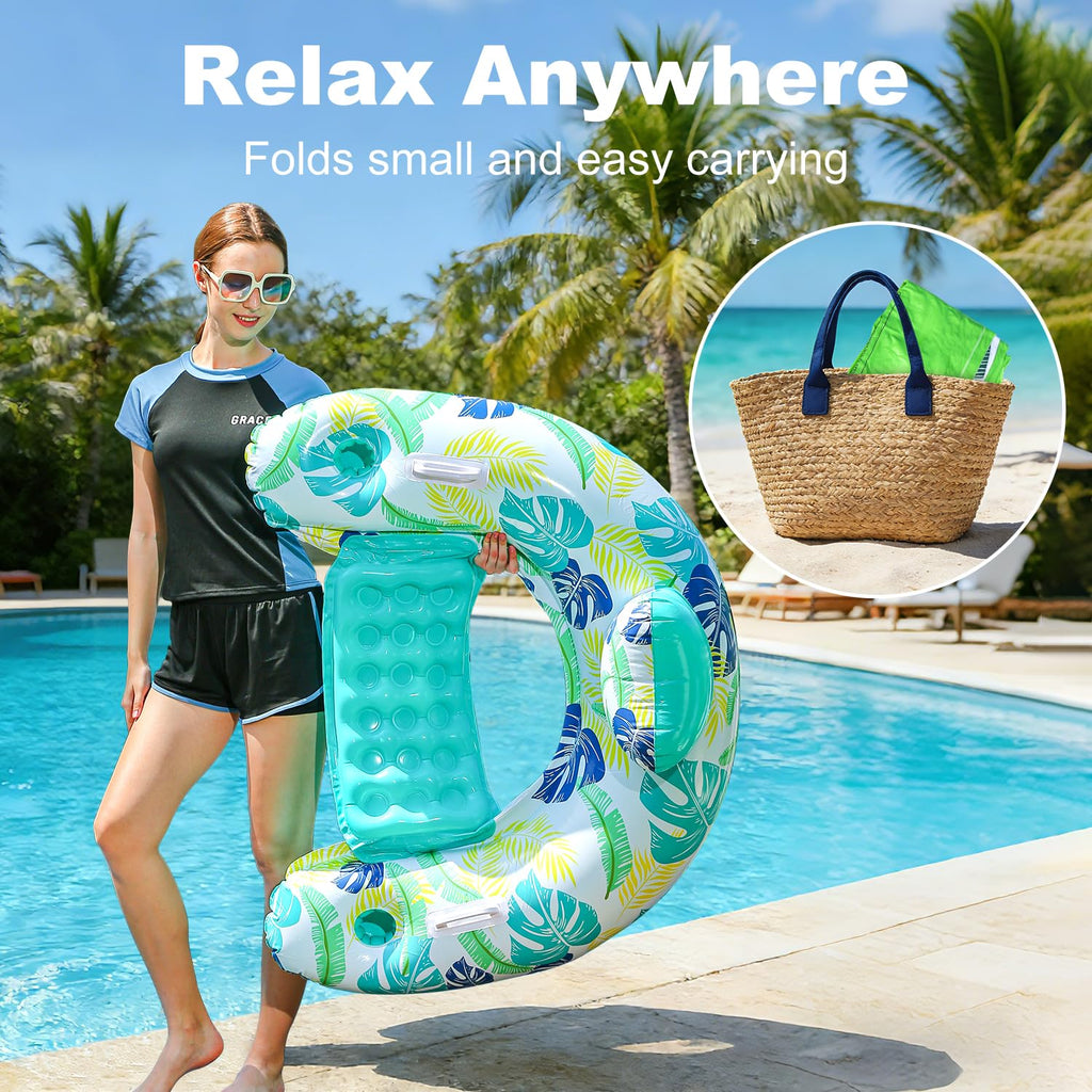 2 Pack Inflatable Pool Float Chair with Cup Holder Z11063