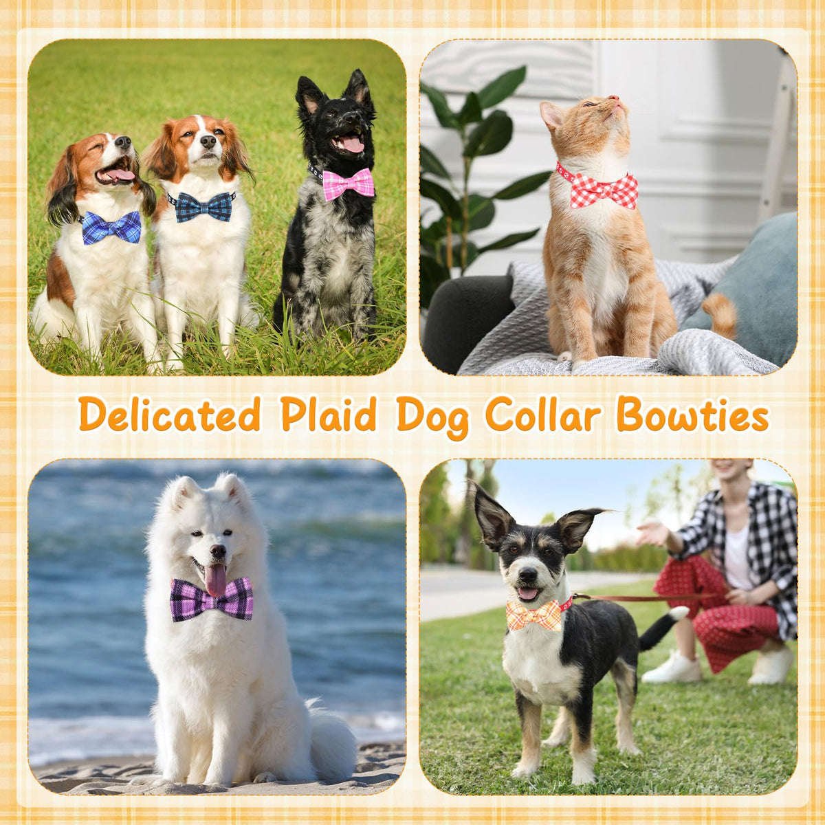 Plaid Dog Collar Bow Ties O58144