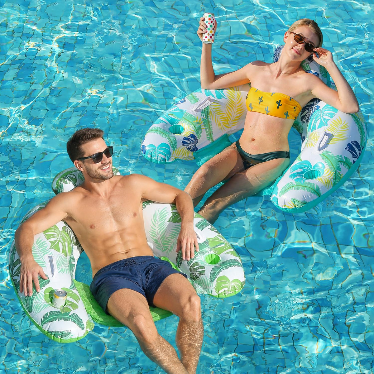 2 Pack Inflatable Pool Float Chair with Cup Holder Z11063