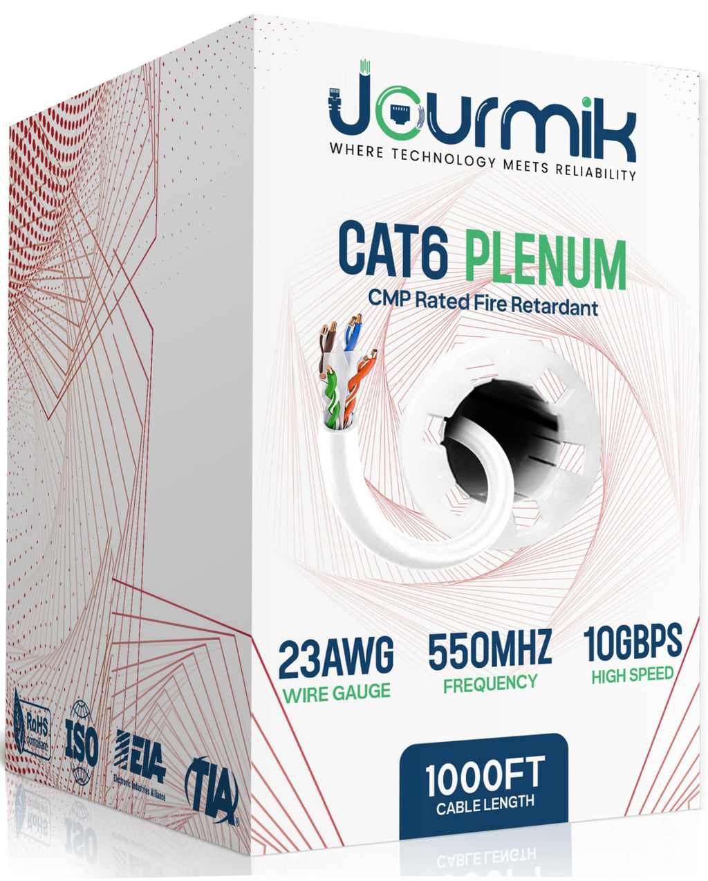 CAT6 Plenum Ethernet Cable 1000ft White Y278