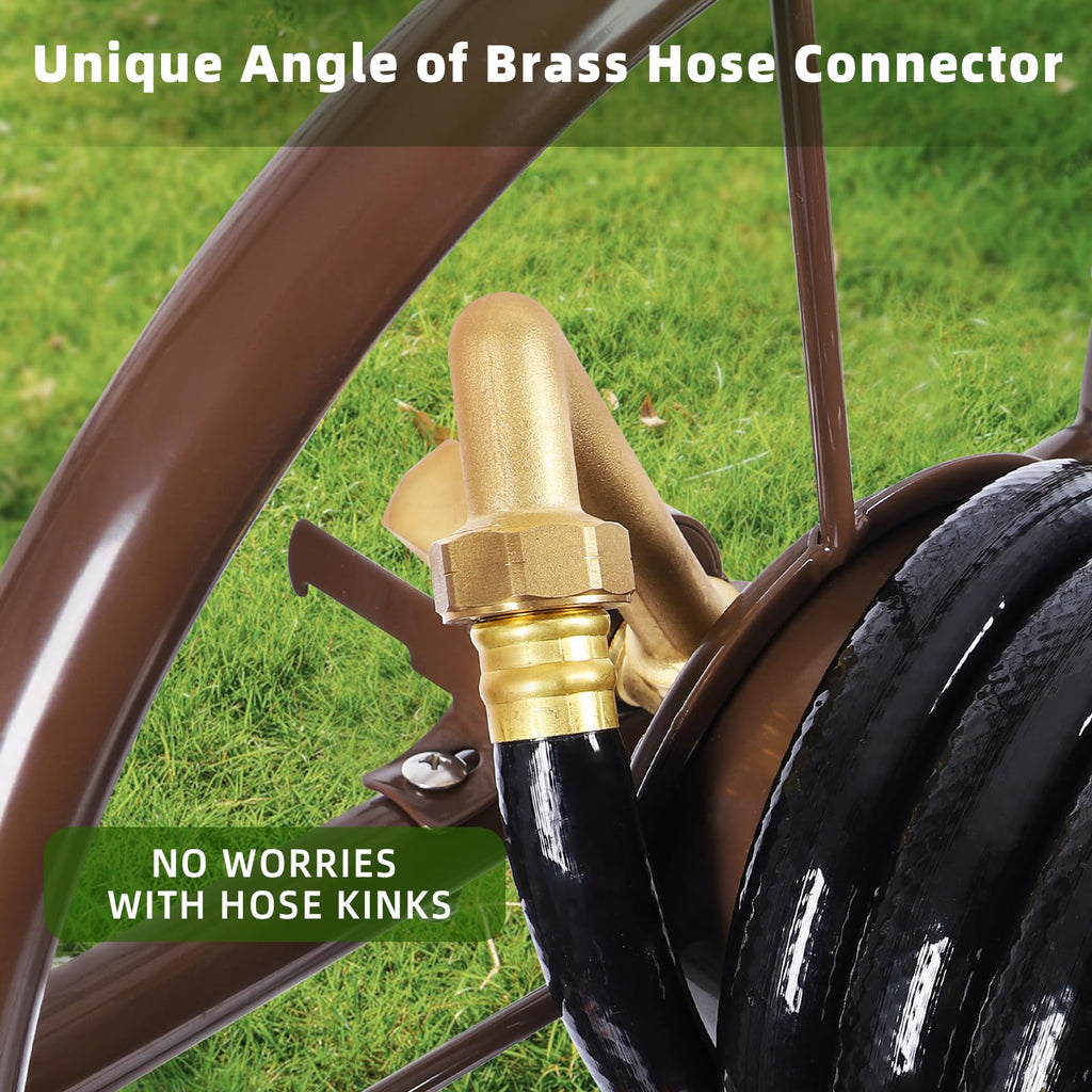 Garden Hose Reel Cart, Heavy Duty Metal with 2 Wheels, Holds 230ft 5/8" M6607