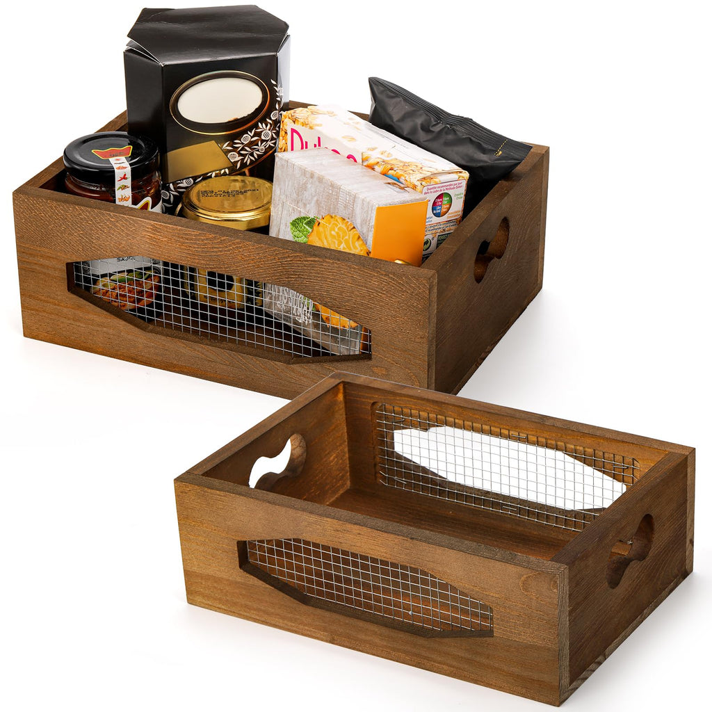 Set of 2 Wooden Nesting Countertop Baskets N640