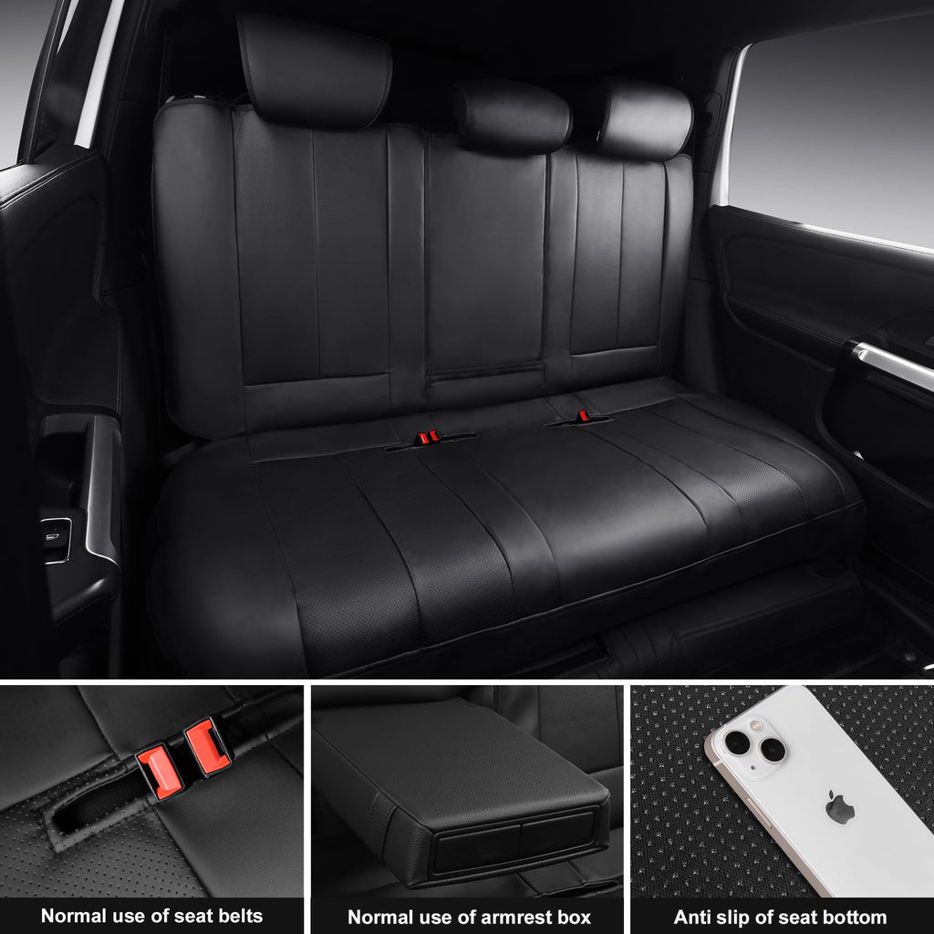 Black Nappa Leather Car Seat Covers Full Set I694974