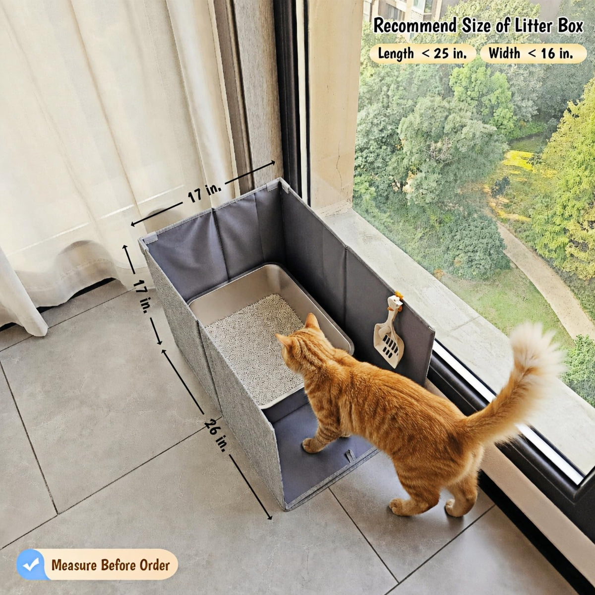 Extra Large Open Top High Sided Cat Litter Box Enclosure V884