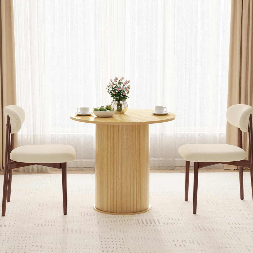 31.5 inch Round Dining Table with 2-Layer Storage Shelf D22476