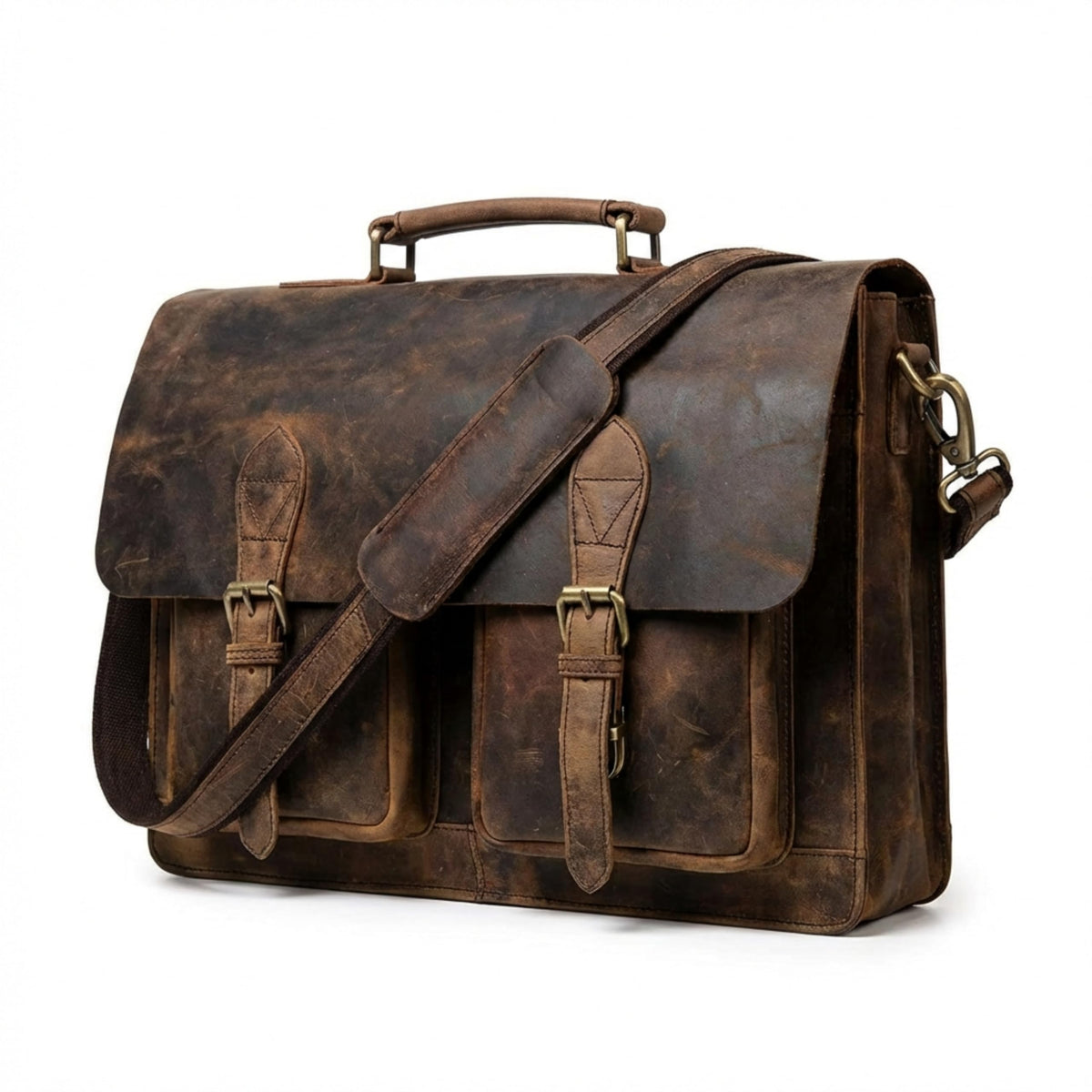 Retro Brown Laptop Messenger Bag Crossbody Travel Bag R9741