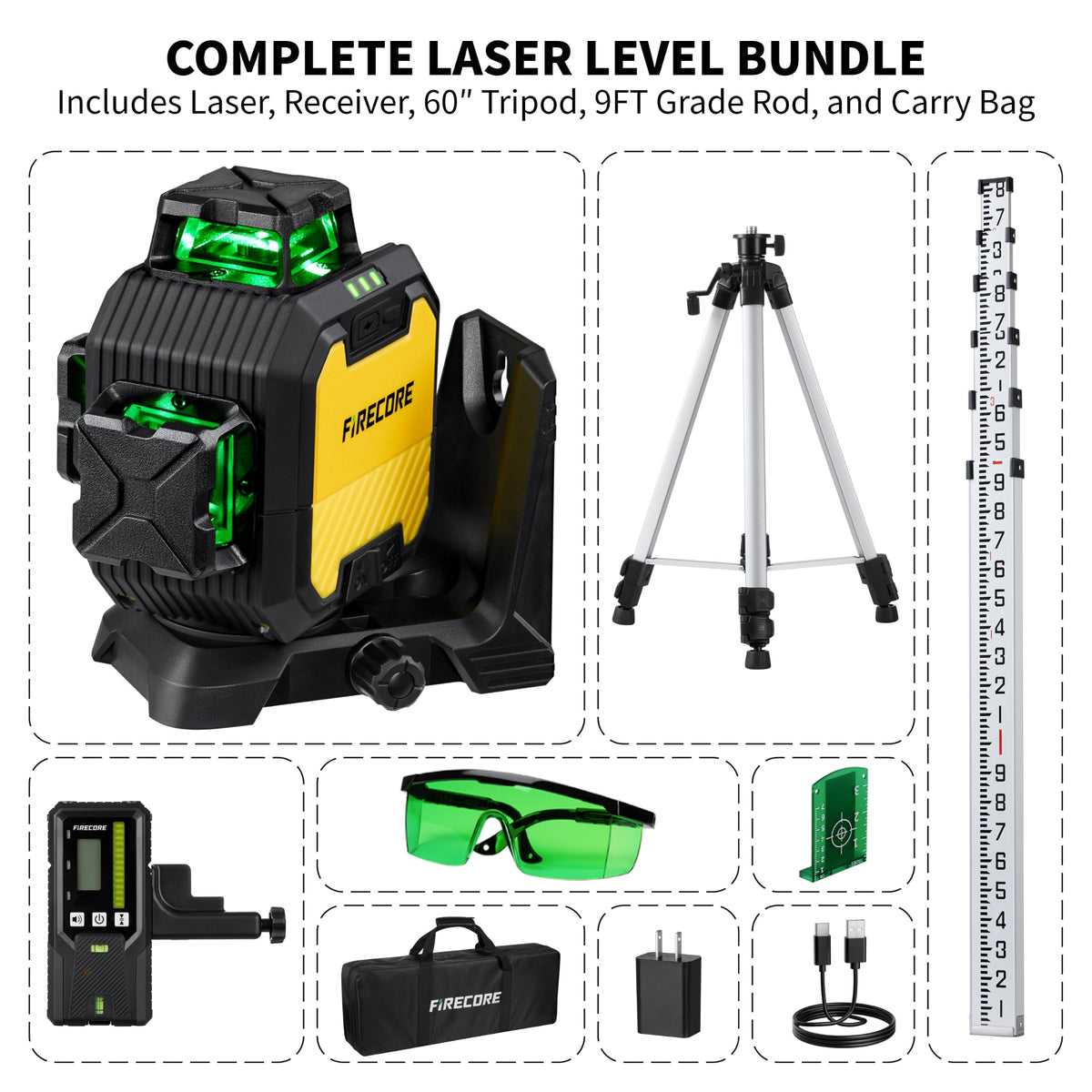 Self-Leveling Laser Level Kit with Receiver & Tripod A8610