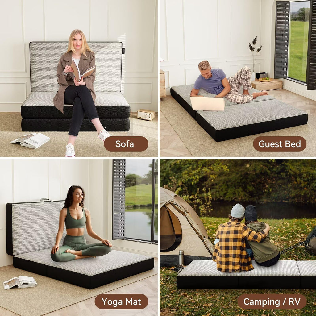 Memory Foam Trifold Mattress Full Size 6 Inch Grey C364462