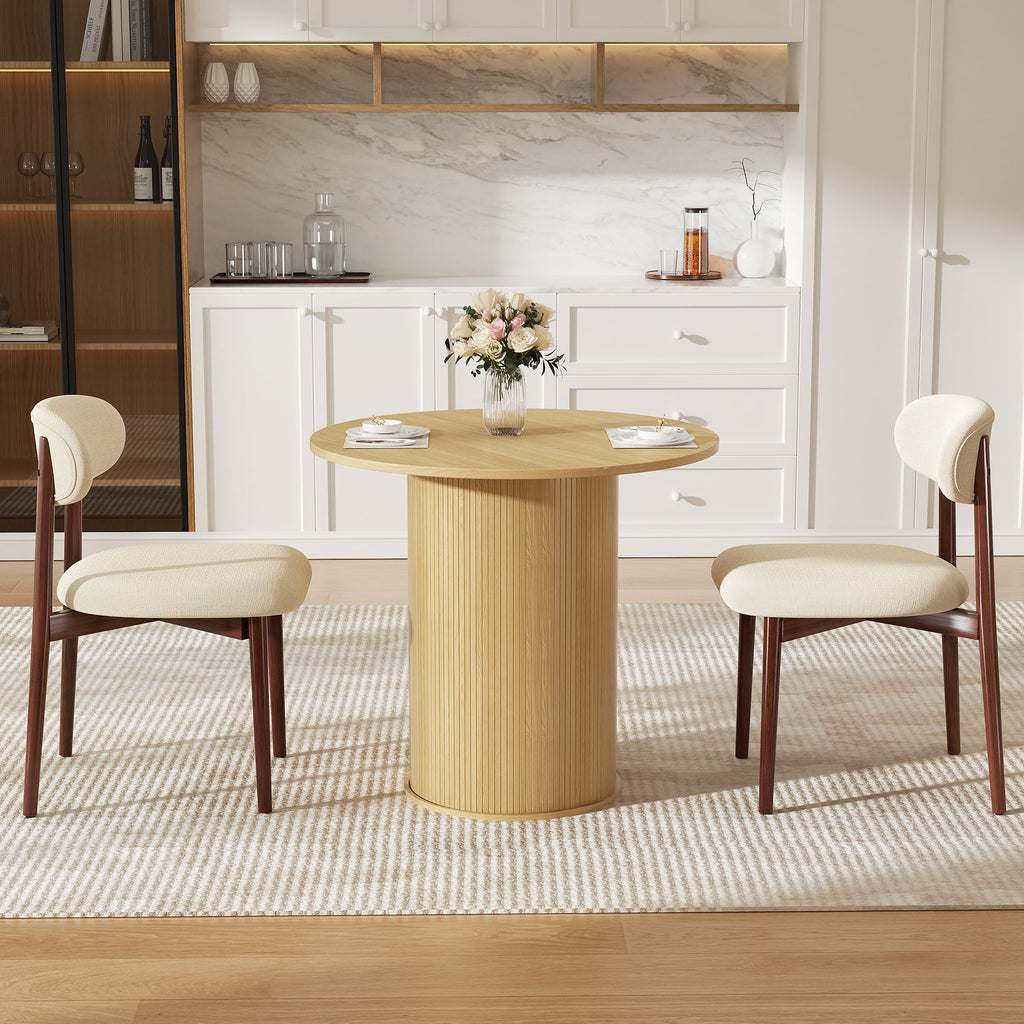 31.5 inch Round Dining Table with 2-Layer Storage Shelf D22476