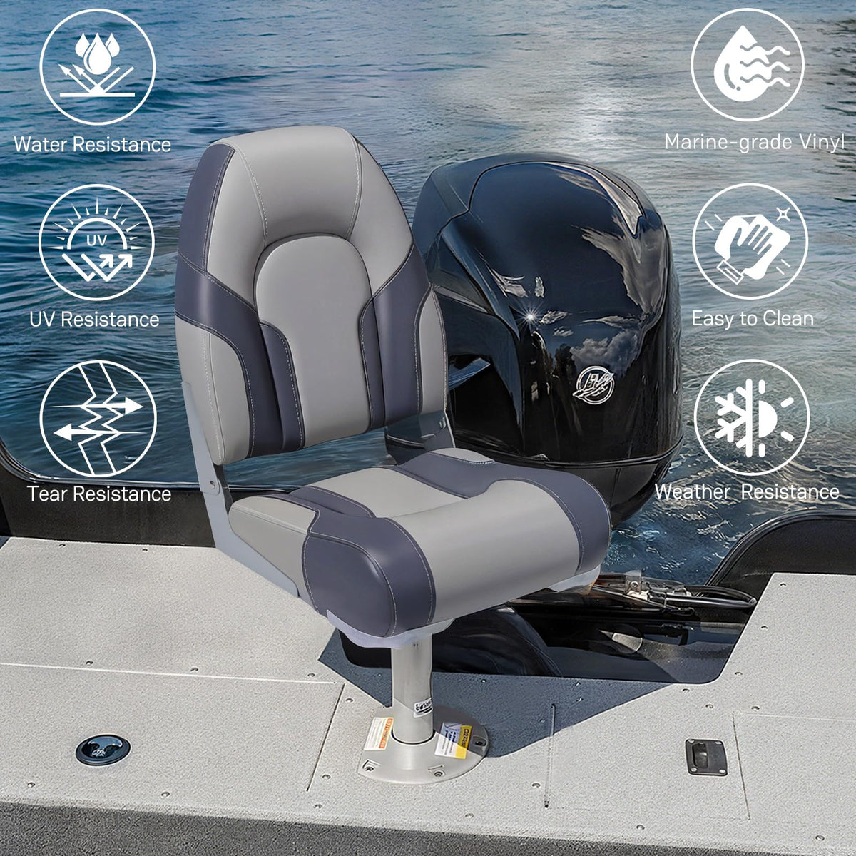 2 Pack High Back Folding Boat Seats R12013