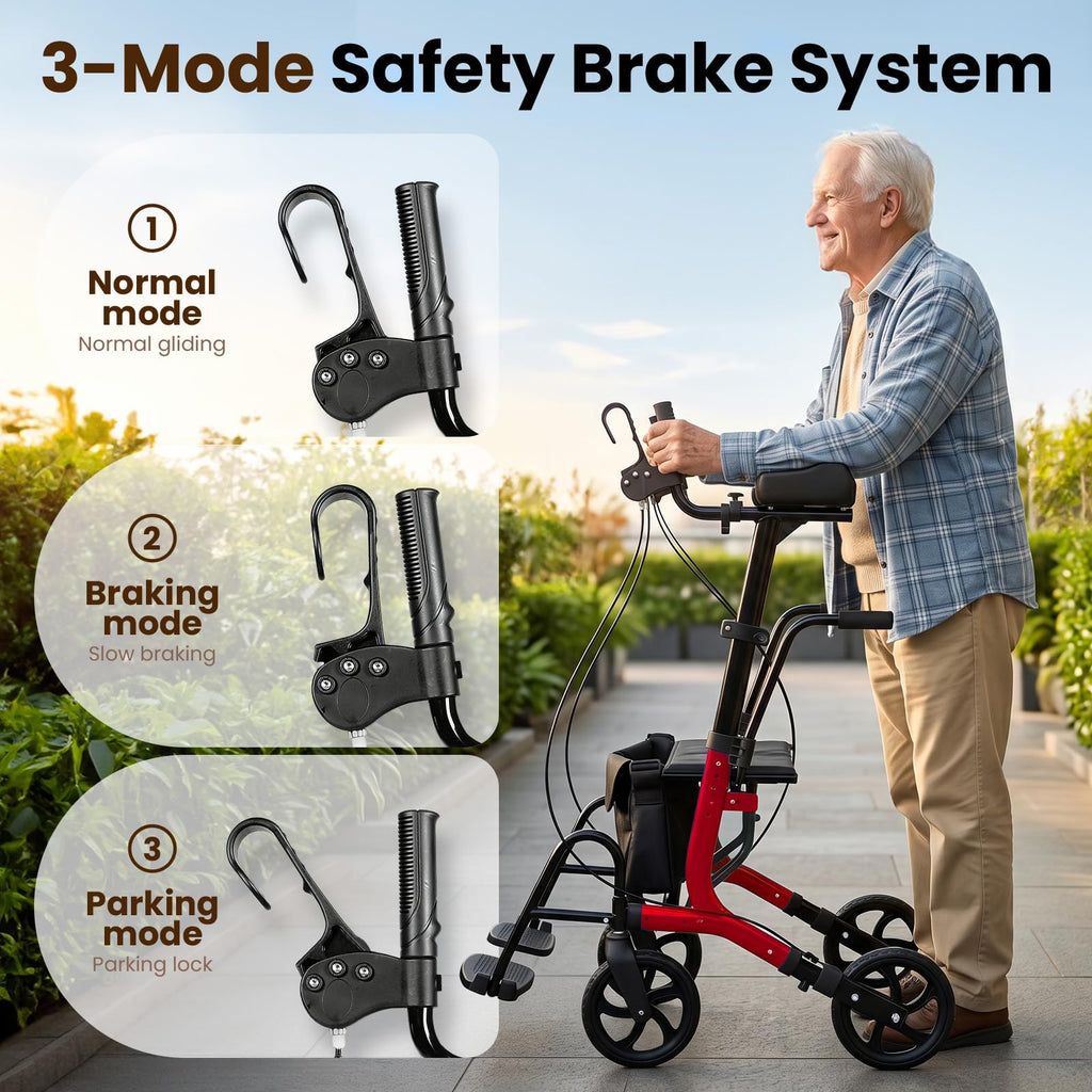 Foldable Lightweight Upright Walker with Seat Armrest Pedal E146