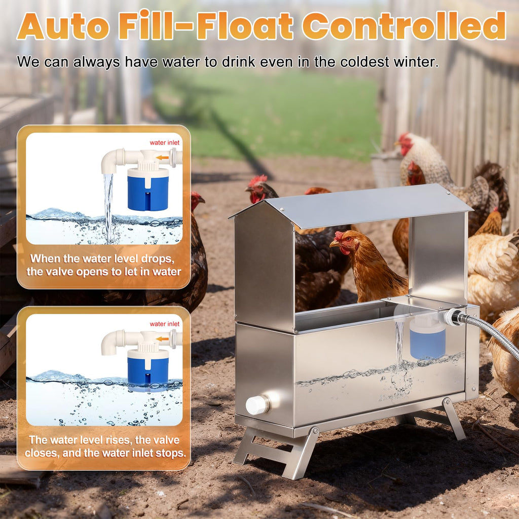 Heated 2 Gallon Stainless Steel Chicken Waterer M78536