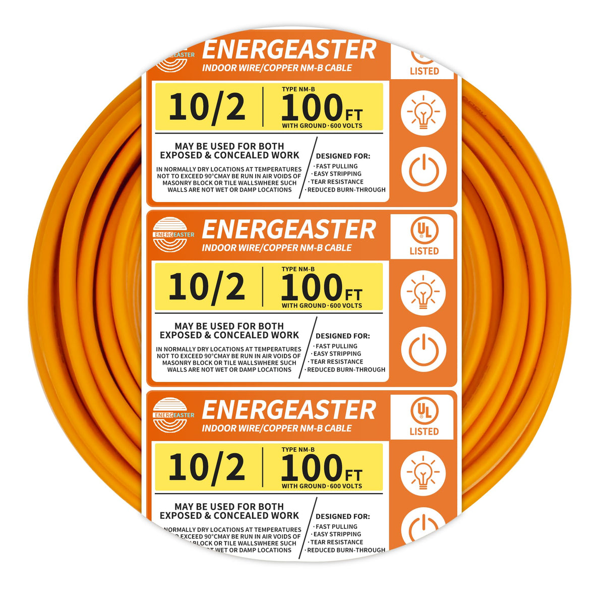 Orange 10 Gauge 2 Conductors NMB Cable 100ft K368432
