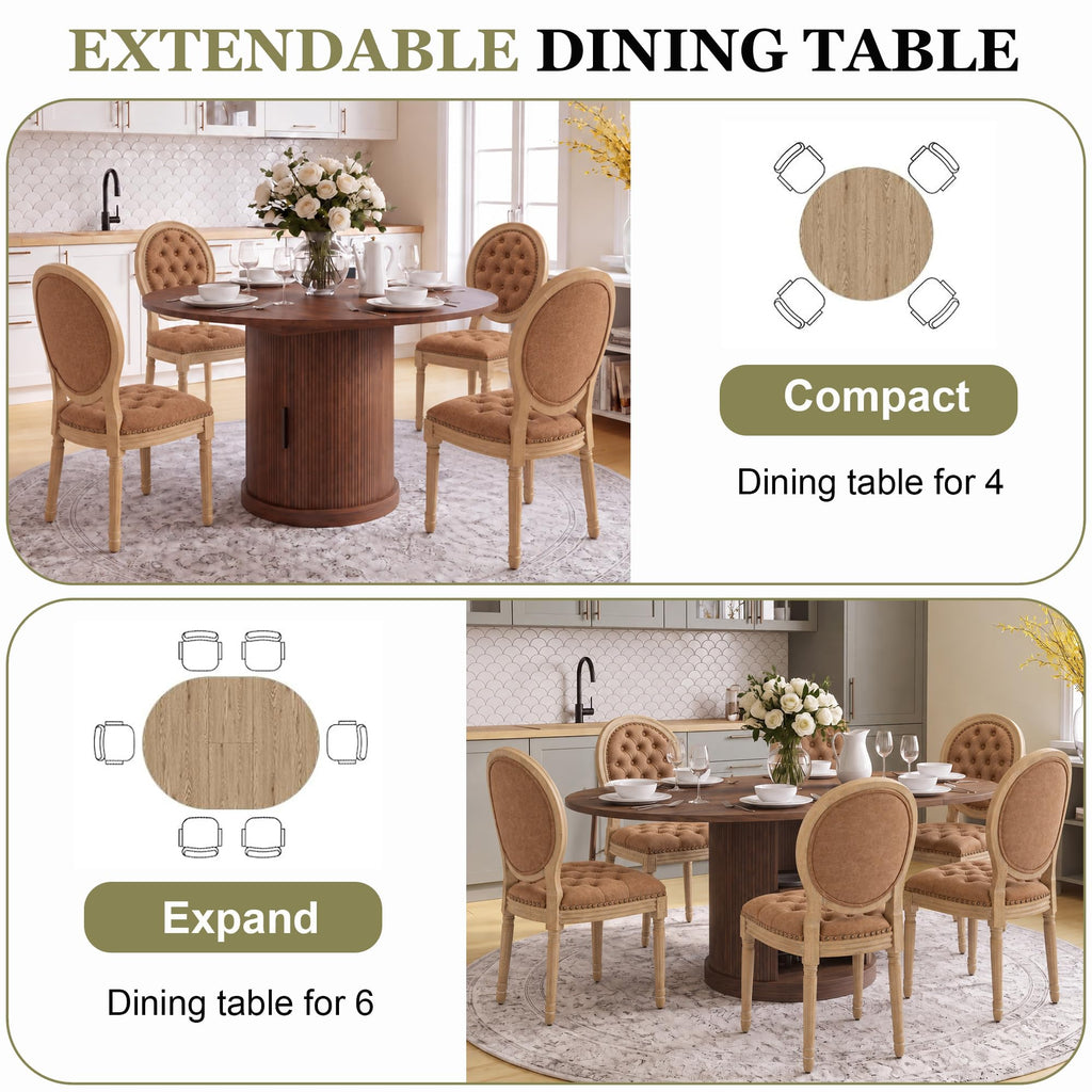 5-Piece Extendable Dining Set Walnut Table 4 PU Leather Chairs X959812