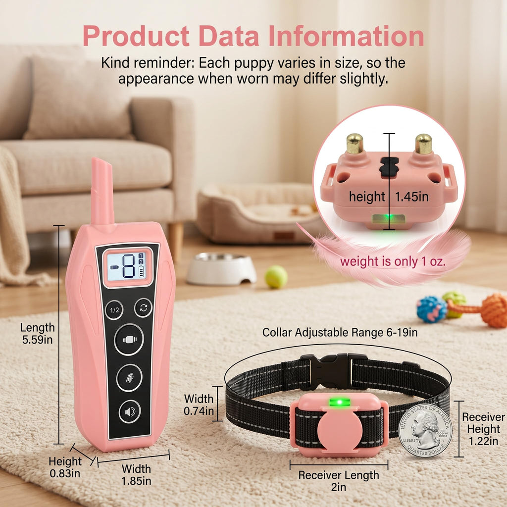 Pink 2000FT Waterproof Dog Training Collar Y270922