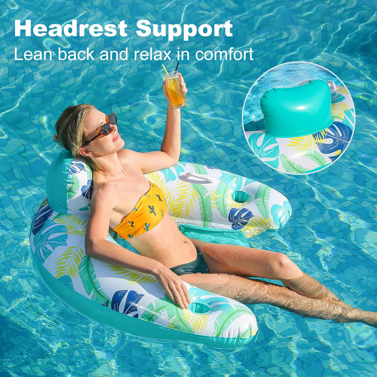 2 Pack Inflatable Pool Float Chair with Cup Holder Z11063