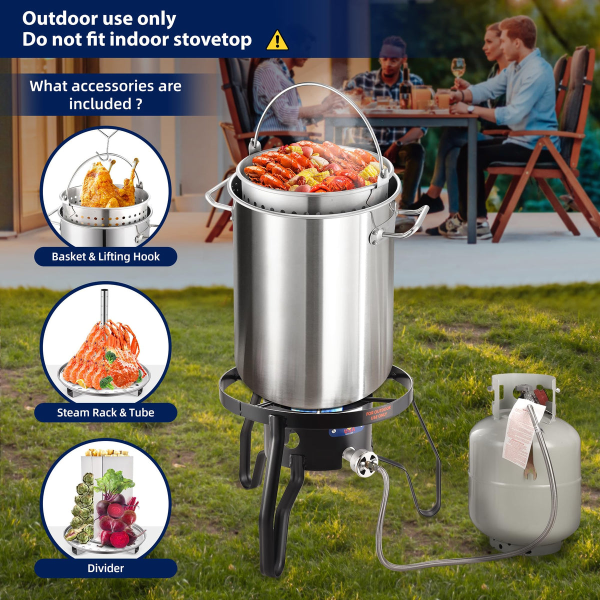 40QT Stainless Steel Stock Pot and Propane Burner L22830