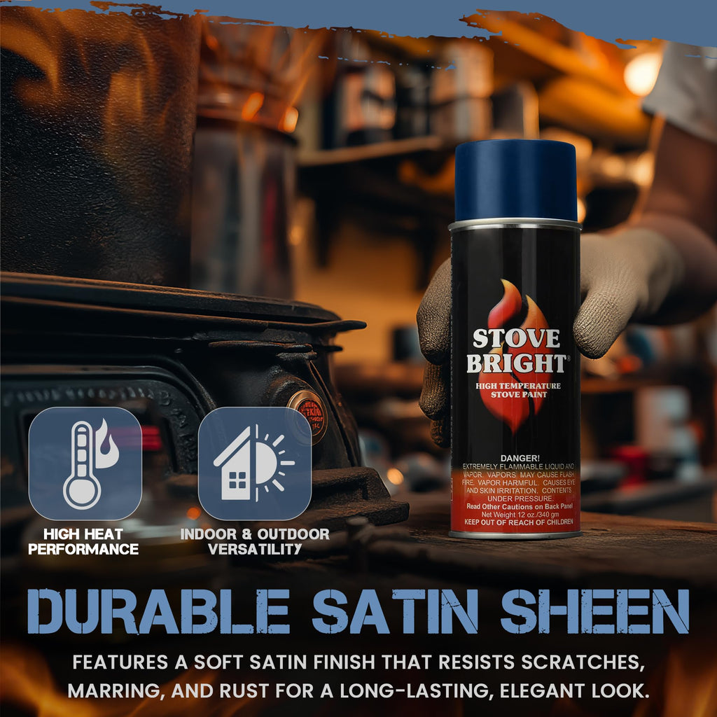 High Temp Metallic Blue Satin Spray Paint 12 Oz Can K707793