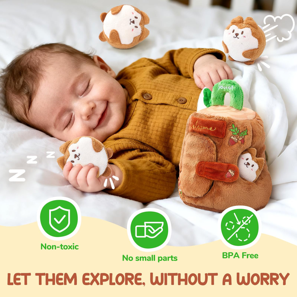 Soft Treehouse 5 Sensory Squirrels Rattle F616