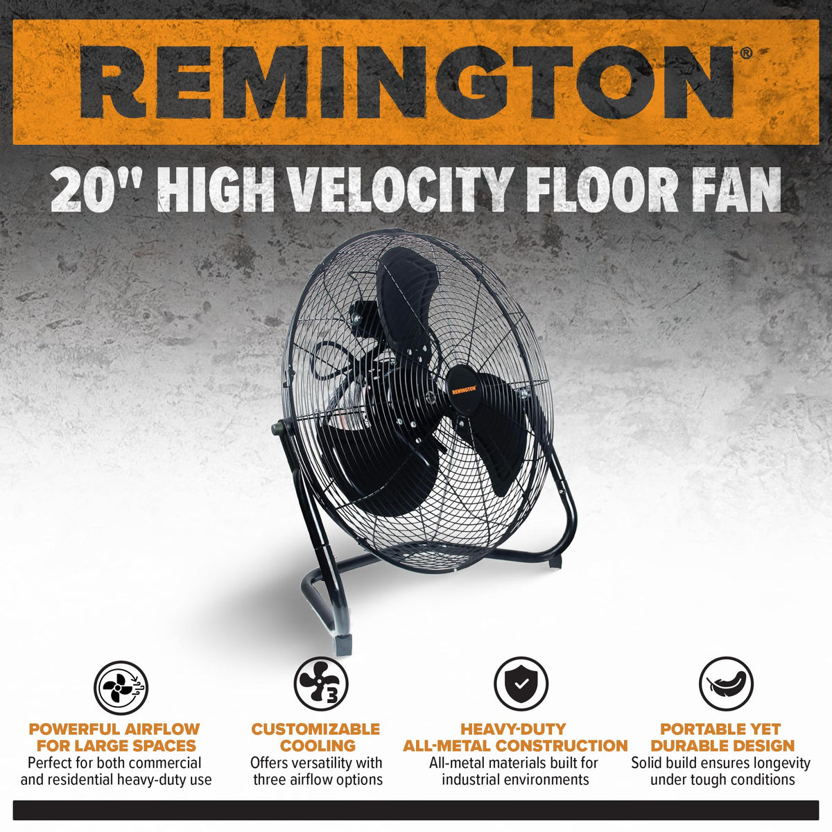20 Inch 3 Speed Black Metal Floor Fan I3306