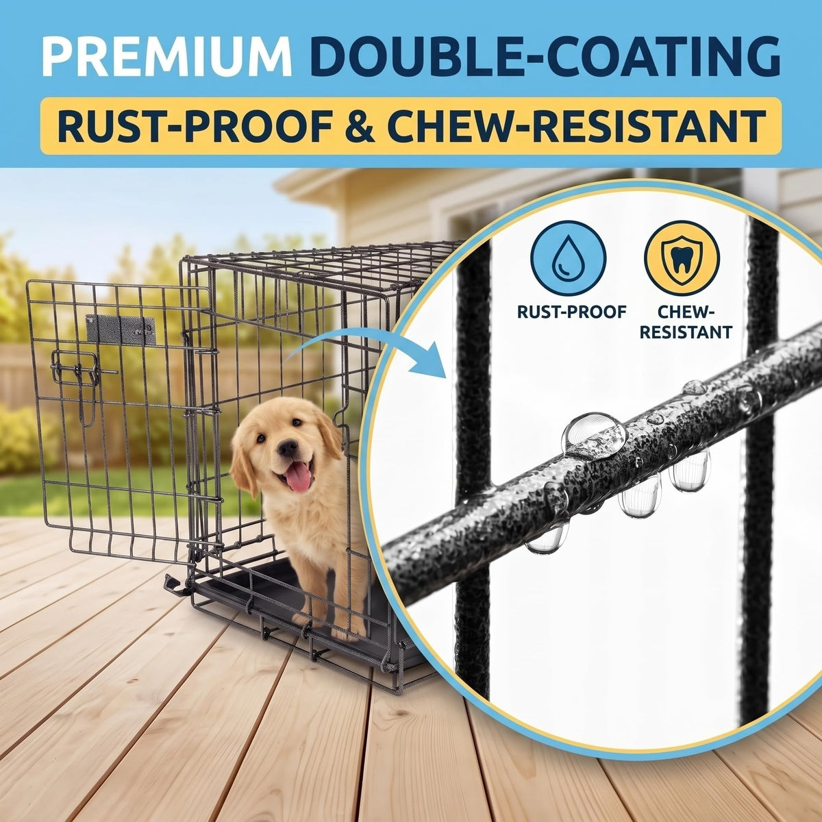 48inch 2-Door Foldable Metal Wire Dog Crate A75636