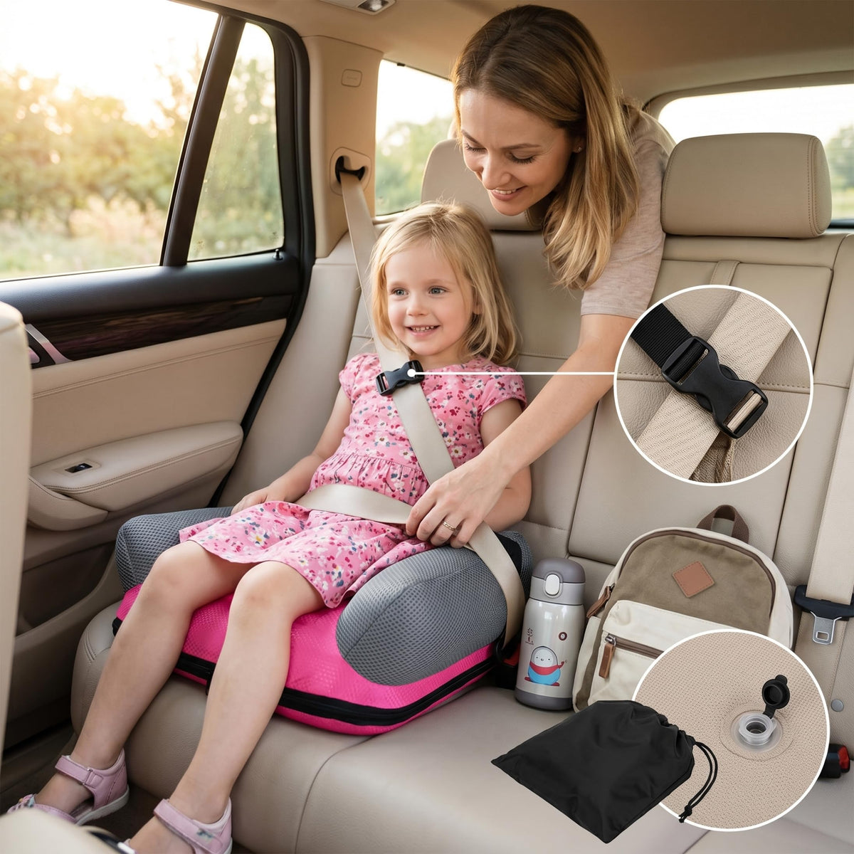 Backless Inflatable Portable Booster Seat V4214