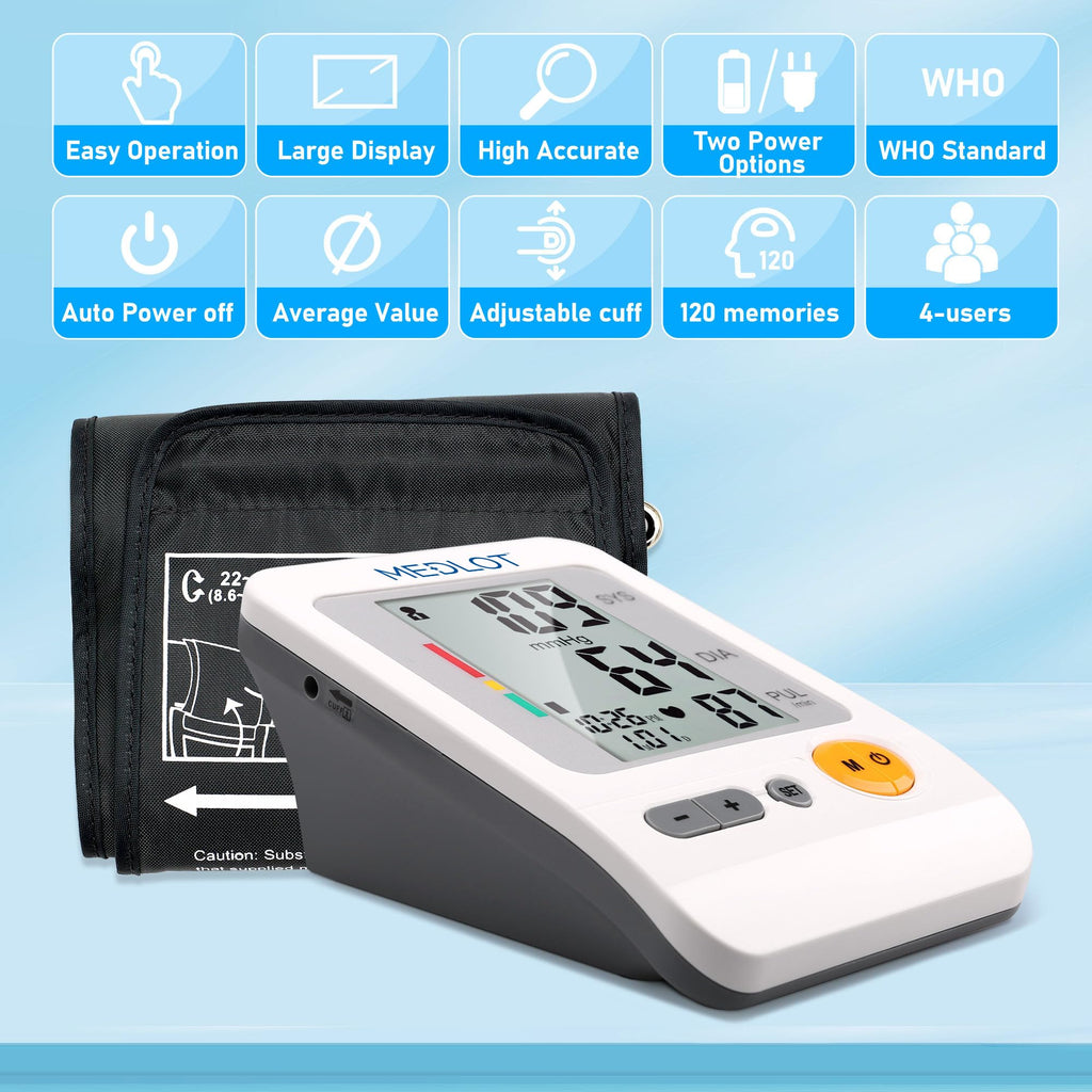 Blood Pressure Monitor Upper Arm Large Cuff 8.6-16.5” Digital BP Gauge 4 User 120 Readings Memory Large LCD Display I44618