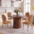 5-Piece Extendable Dining Set Walnut Table 4 PU Leather Chairs X959812