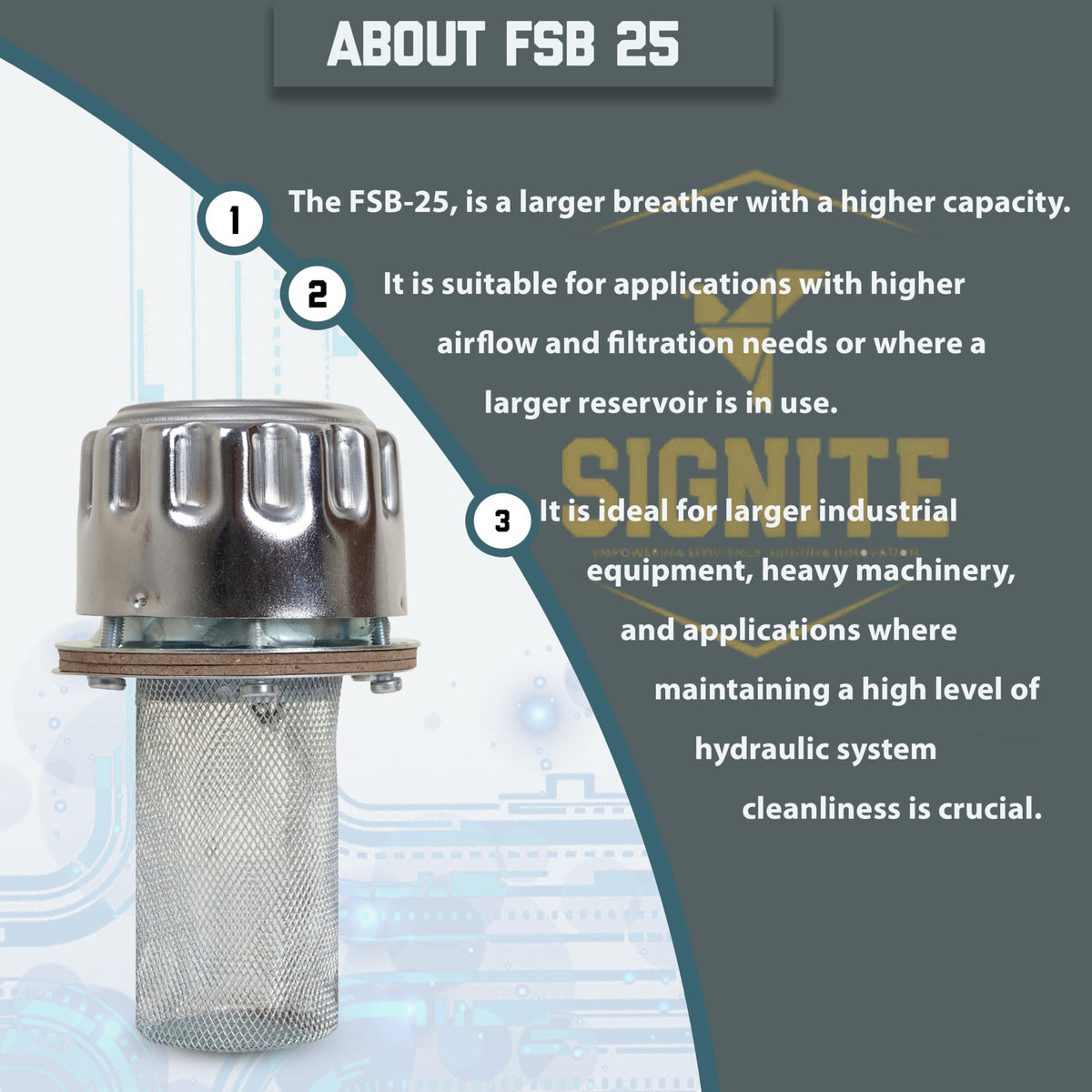 Flange Type Breathers Cap 25CFM/720 LPM 40 Micron Filtration 6 Hole Chrome Steel Alloy I547772