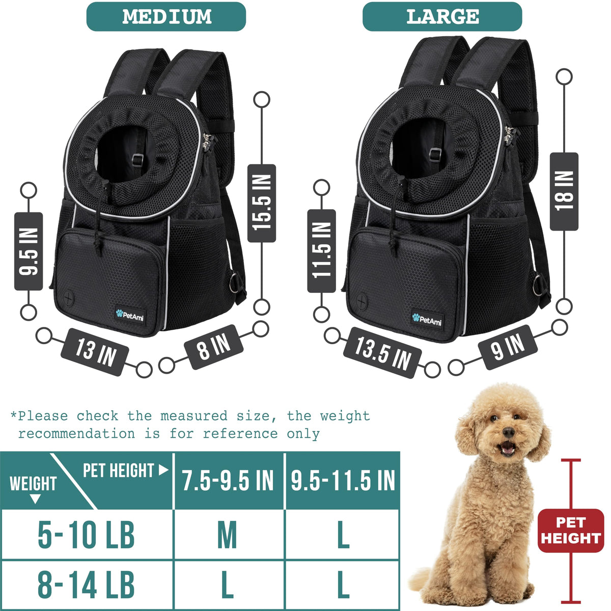 Adjustable Dog & Cat Carrier Backpack, Black H569