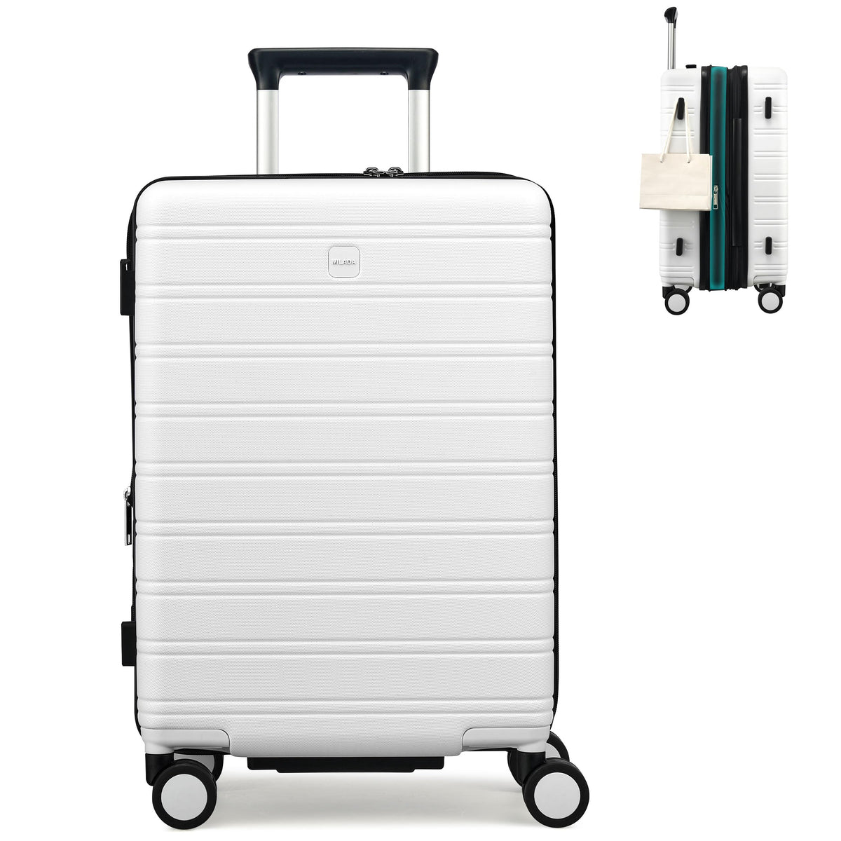 20-Inch Hardside Expandable Carry-On Luggage Suitcase, White G161