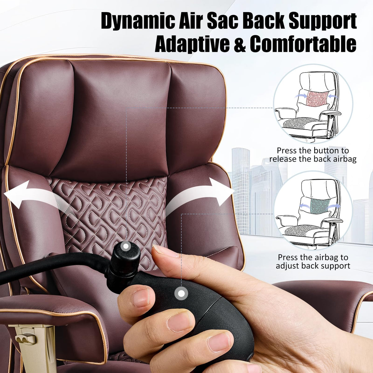 Brown Ergonomic PU Leather Executive Office Chair with Footrest W336