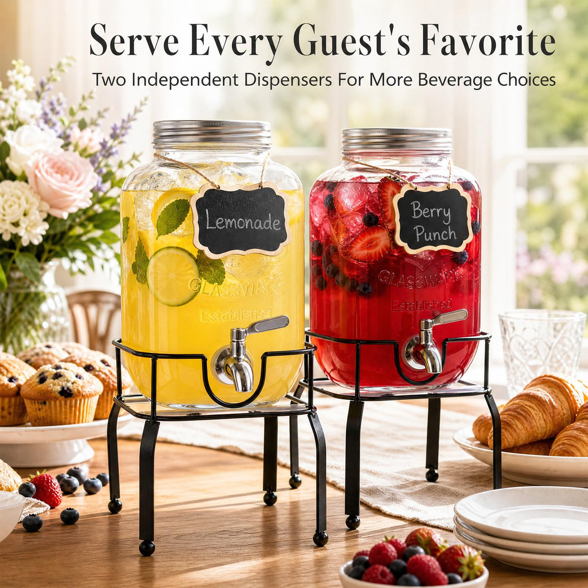 1 Gallon Glass Drink Dispensers with Spigot D26926