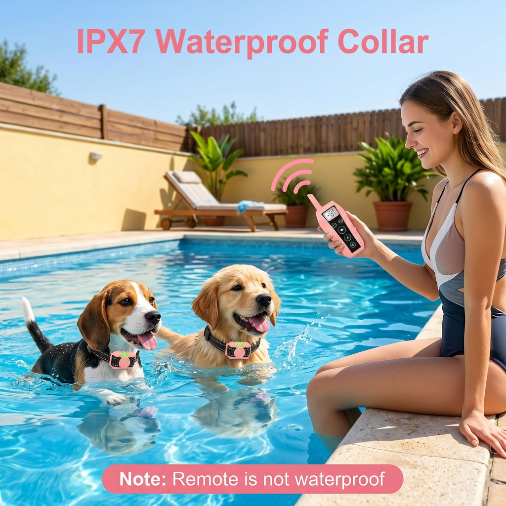 Pink 2000FT Waterproof Dog Training Collar Y270922