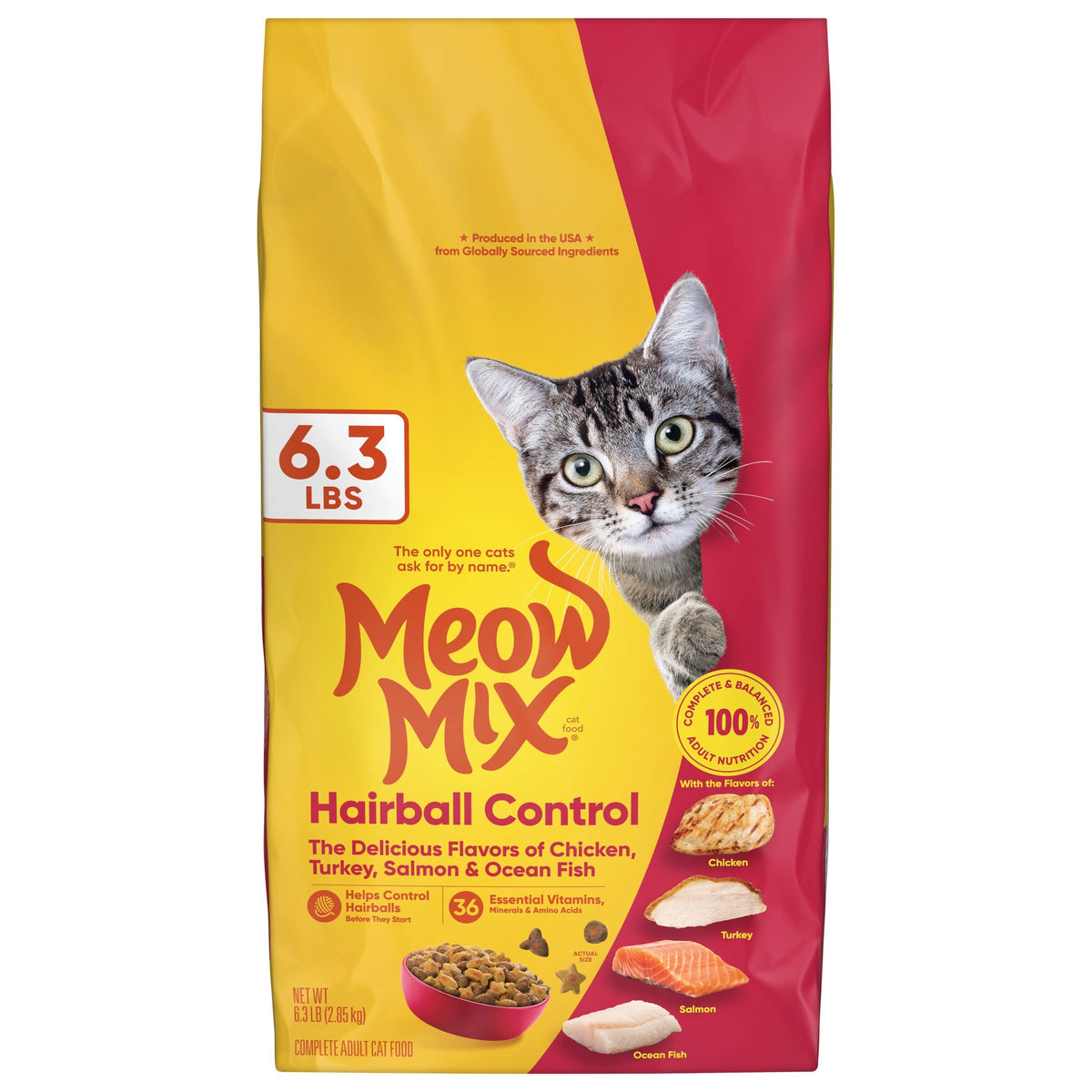 Hairball Control Dry Cat Food, 6.3 Pound Bag N885