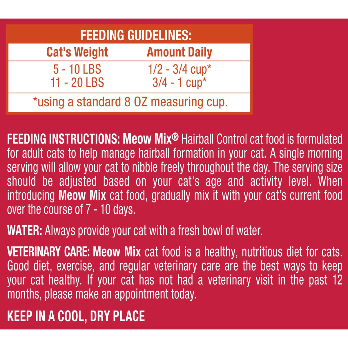 Hairball Control Dry Cat Food, 6.3 Pound Bag N885