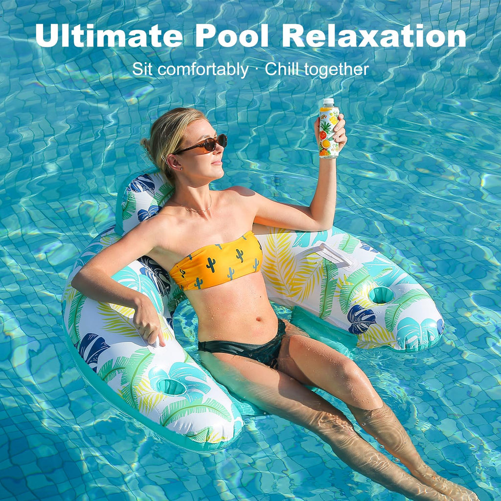2 Pack Inflatable Pool Float Chair with Cup Holder Z11063