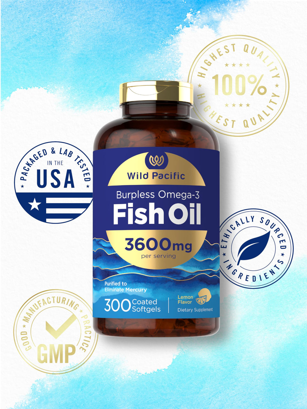 Fish Oil 3600 mg 300 Softgels Omega-3 C417990