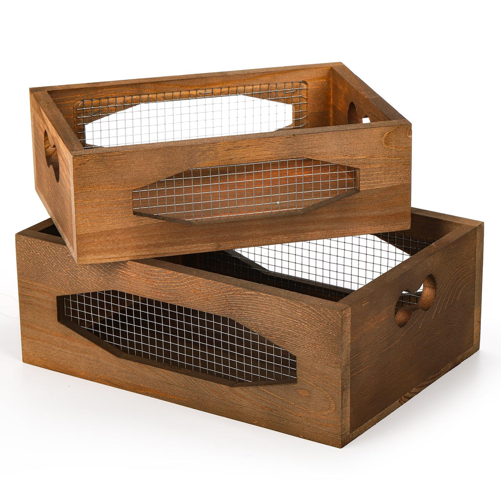 Set of 2 Wooden Nesting Countertop Baskets N640