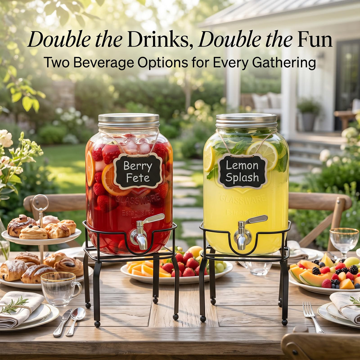 1 Gallon Glass Drink Dispensers with Spigot D26926