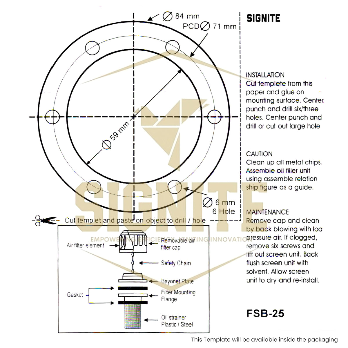 Flange Type Breathers Cap 25CFM/720 LPM 40 Micron Filtration 6 Hole Chrome Steel Alloy I547772