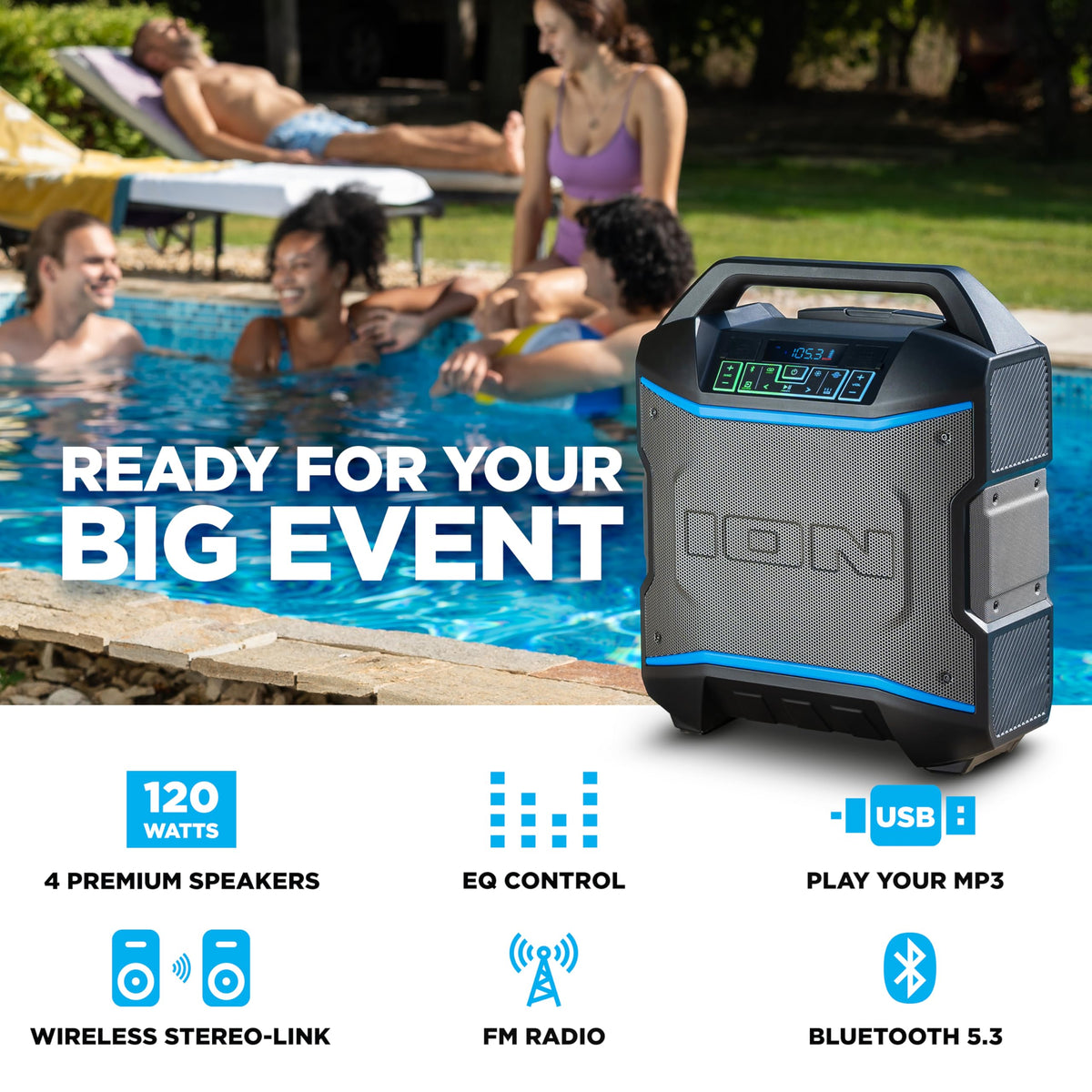 120W Bluetooth Outdoor Speaker with Wheels A75202