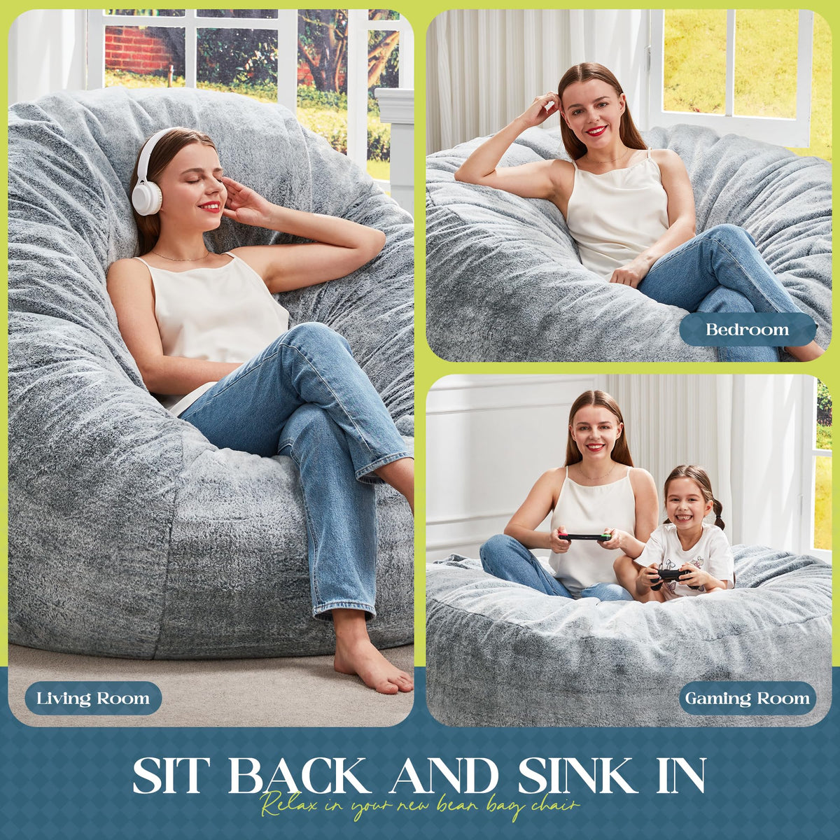 Grey 5FT Bean Bag Chair O53073